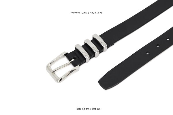 Thắt Lưng 3 Sọc Black Beveled Cutting Leather Belt(3cm)