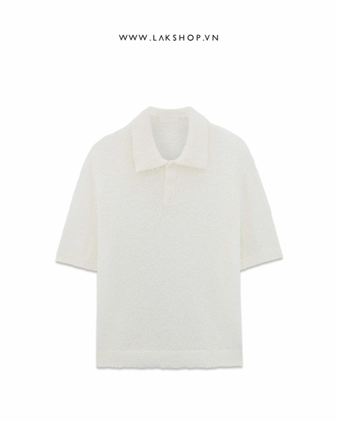 White Knitted Polo Shirt