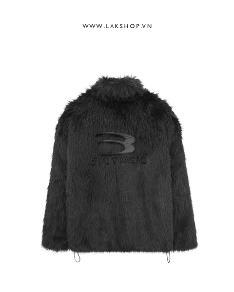 Áo Black Faux Fur with Embroidered Jacket cs2