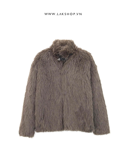 Brown Faux Fur with Embroidered Jacket cs2