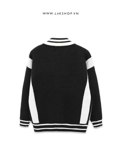 Black & White Zipper Cardigan Sweater cs2