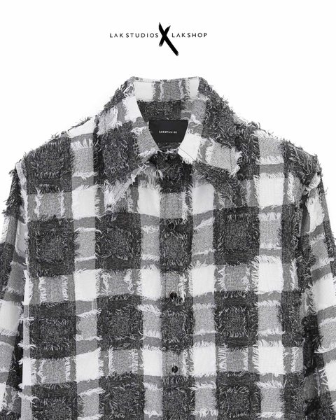 Áo Lak Studios Grey Check Tassels Shirt