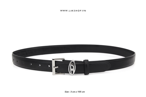 Thắt Lưng D Logo Black Leather Square Triangle Logo Belt 3cm