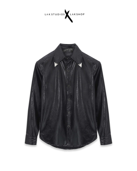 Áo Lak Studios Faux Leather Crocodile Shirt