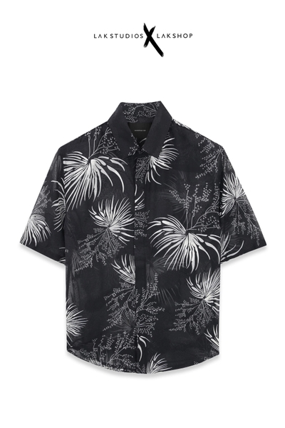 Áo Lak Studios Fan Palm x Paisley Black Short Sleeve Shirt cx3