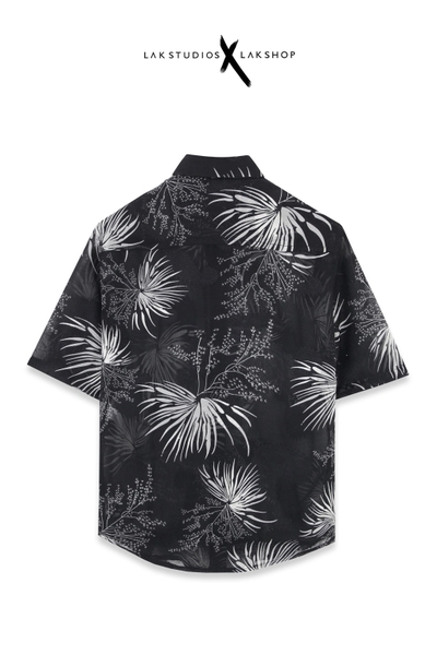 Áo Lak Studios Fan Palm x Paisley Black Short Sleeve Shirt cx3