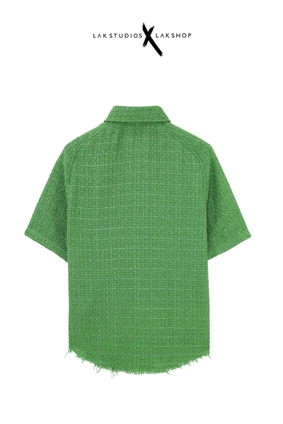Áo Lak Studios Luck Green Tweed Short Sleeve Shirt cx3