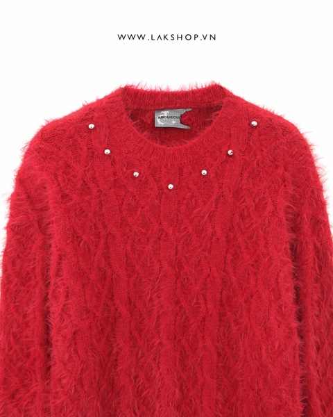 Oversized Red Stud Sweater cs2