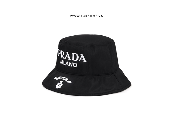 Pr@da Embroidered Logo Bucket Hat in Black