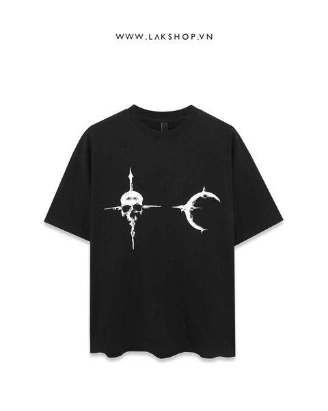 Skull with Moon Print T-shirt
