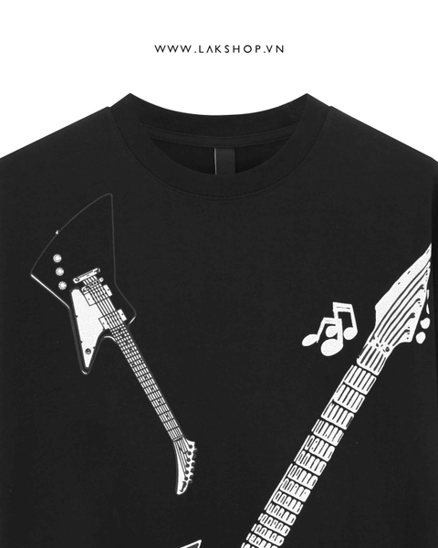 Guitar Print Black Tshirt