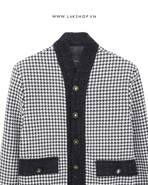 Lak Studios V-neck Glitter Houndstooth Jacket cs2