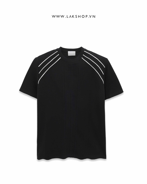 Oversized Black with Trim Shoulder Padding T-shirt