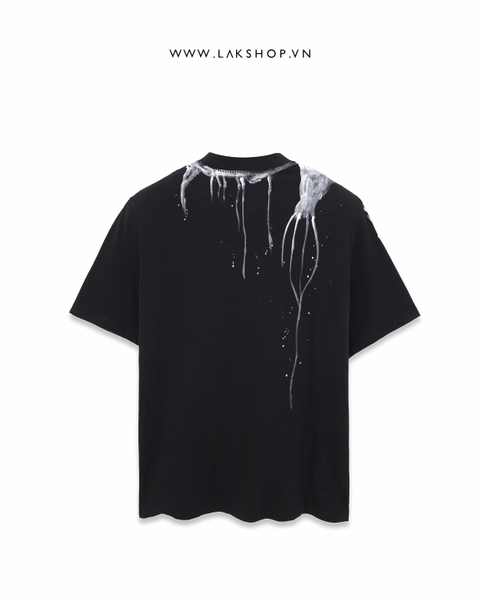 Áo Oversized Black Flowing Paint Shoulder Padding T-shirt