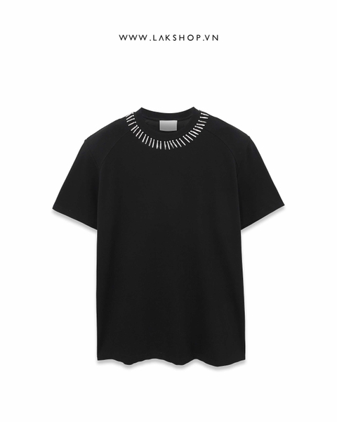 Áo Oversized Black with Metal Neck Shoulder Padding T-shirt