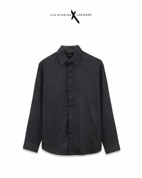 Lak Studios Embossed Pattern Leather Neck Shirt