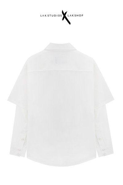 Áo Lak Studios Double Neck & Sleeve White Shirt