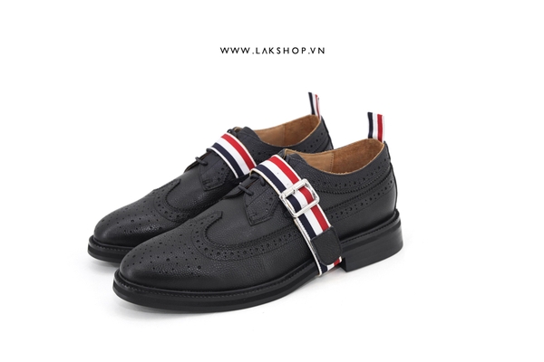 Th0m Br0wne Black Leather Straped Brogues Shoes