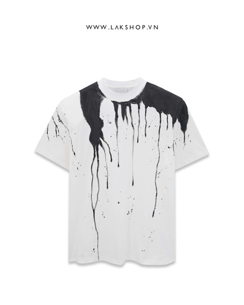 Áo Oversized White Flowing Paint Shoulder Padding T-shirt