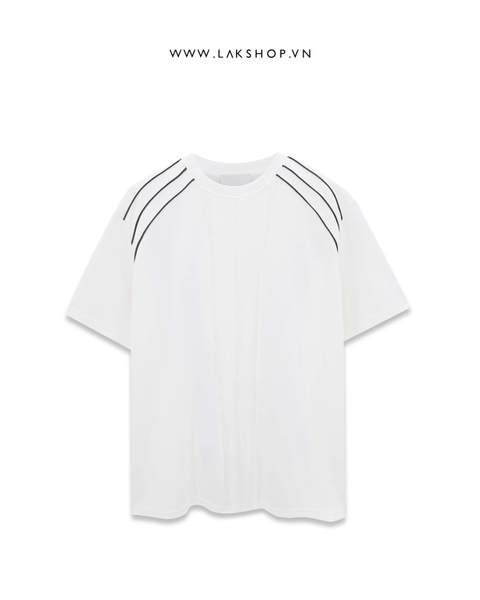 Áo Oversized White with Trim Shoulder Padding T-shirt