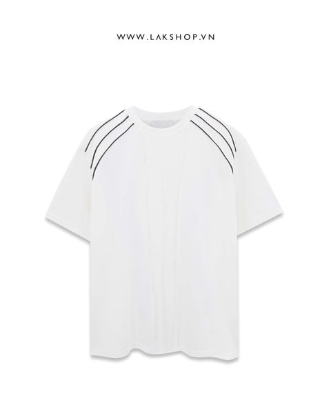 Oversized White with Trim Shoulder Padding T-shirt