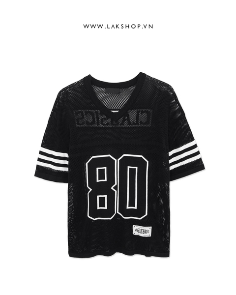 Black Number 80 Classic Knit Mesh T-shirt