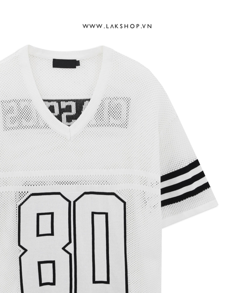 White Number 80 Classic Knit Mesh T-shirt