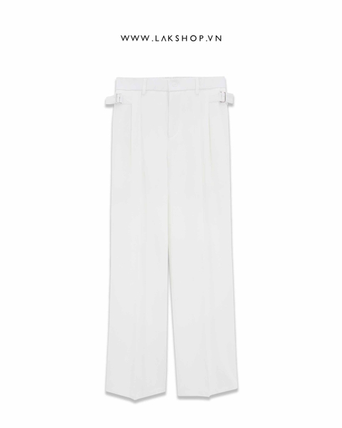 Quần White Pleated Wide-leg Pants