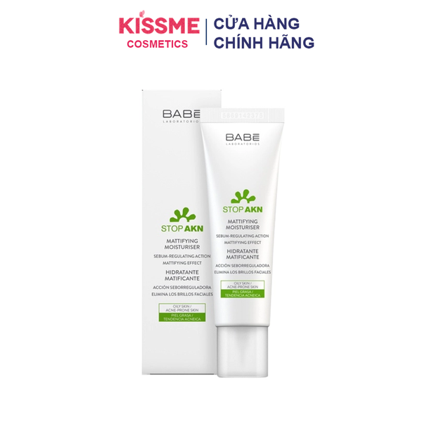 Kem dưỡng da dầu mụn Babe Stop AKN Mattifying Moisturiser 50ml