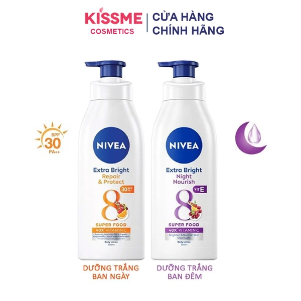 Sữa Dưỡng Thể Sáng Da, Giúp Da Đàn Hồi, Căng Mịn Nivea Extra Bright Body Lotion 350ml