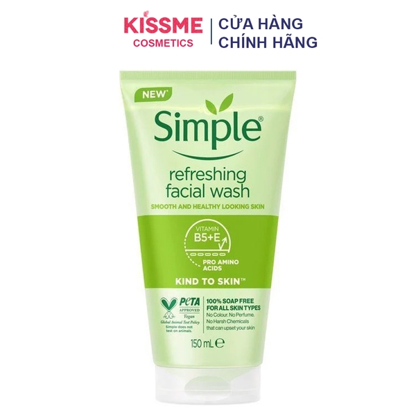 Sữa rửa mặt dạng gel Simple Kind To Skin Refreshing Facial Wash