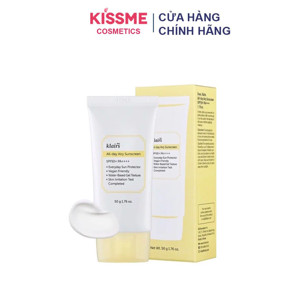 Kem Chống Nắng Klairs All-day Airy Sunscreen SPF50+ PA++++