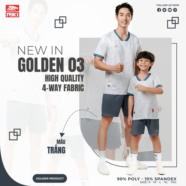 Quần áo RIKI Golden 3 màu trắng