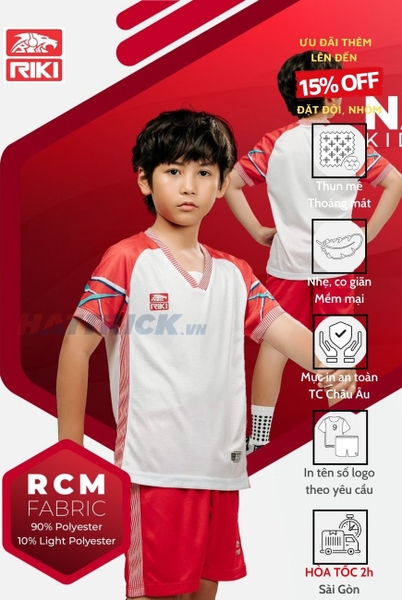 Quần áo bóng đá trẻ em Riki Namor 2 màu trắng đỏ