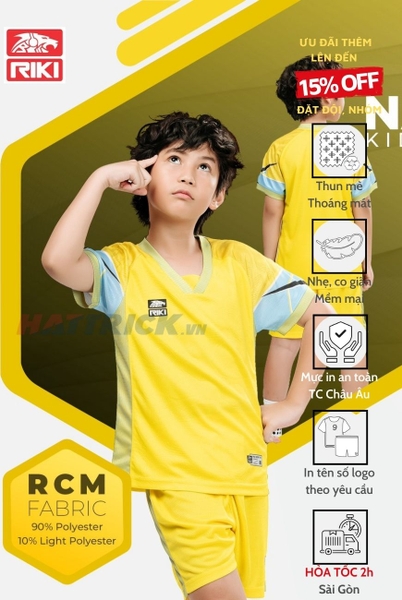 Quần áo bóng đá trẻ em Riki Namor 2 màu vàng