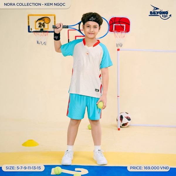 Quần áo thể thao trẻ em Beyono NORA kem