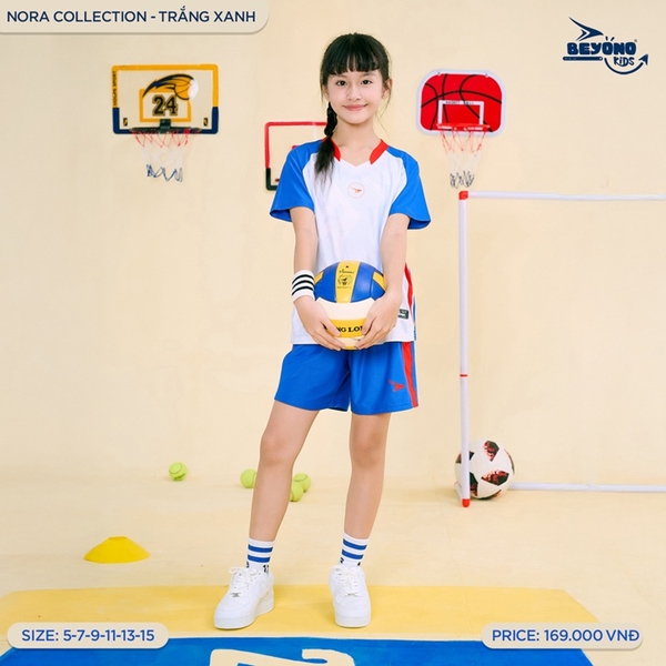 Quần áo thể thao trẻ em Beyono NORA trắng biển
