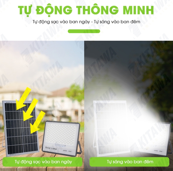 Đèn pha năng lượng mặt trời chống chói 200W KITAWA DP5200