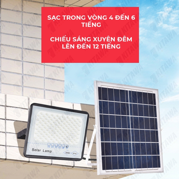 Đèn pha năng lượng mặt trời chống chói 200W KITAWA DP5200