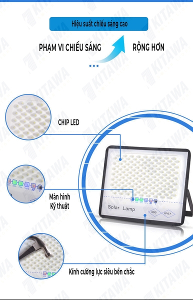 Đèn pha năng lượng mặt trời chống chói 300W KITAWA DP5300