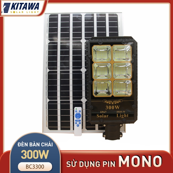 Đèn Đường Năng Lượng Mặt Trời Kitawa Siêu Sáng BC3300 - Tấm Pin Mono Cao Cấp