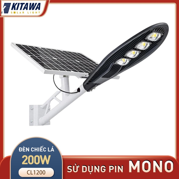 Đèn Đường Năng Lượng Mặt Trời Hình Chiếc Lá 200W CL1200 - Tấm Pin Mono