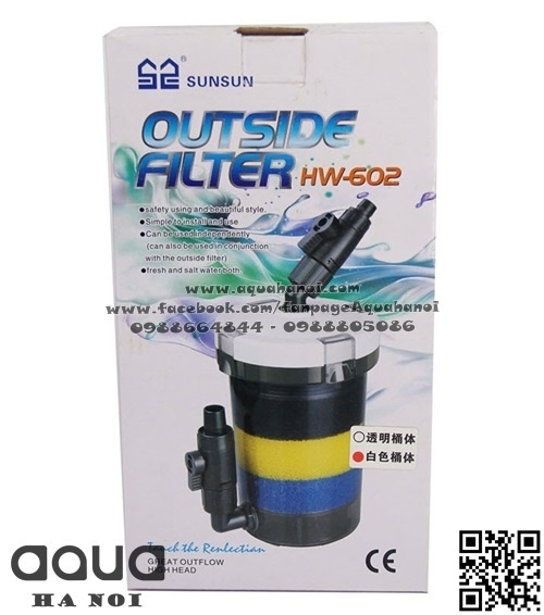 Lọc phụ Sunsun HW 602 - Lọc thùng ngoài làm sạch nước hồ cá cảnh thủy sinh - Lọc phụ không máy bơm