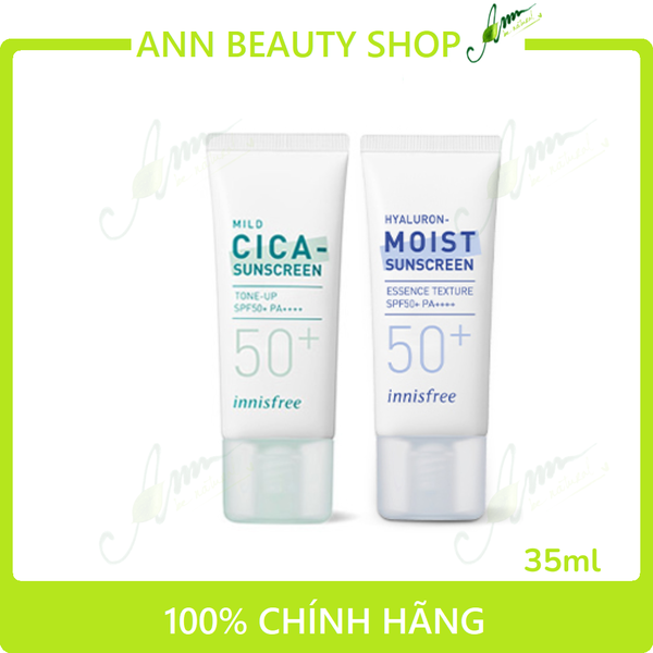 Kem chống nắng Innisfree Mild Cica Sunscreen và Hyaluron Moist Sunscreen 35ml