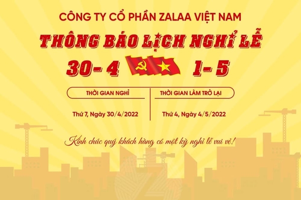 Thông Báo Lịch Nghỉ Lễ 30/4 và 1/5 Năm 2022