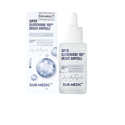 super glutathione 100 bright skin SUR.MEDIC 100™ AMPOULE Korean Cosmetics – CALD Simple and fast brightening and hydrating care This easy and simple ampoule packed in a syringe package instantly penetrates deep into skin to deliver intensive hydrating and brightening benefits ✨ Unleash the secret to