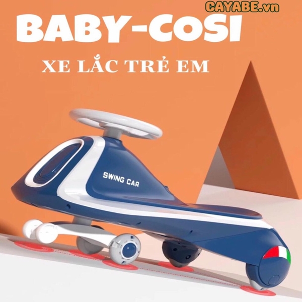 Xe lắc - xe chòi chân có đèn nhạc CAYABE Baby-Cosi màu xanh dương mã 02