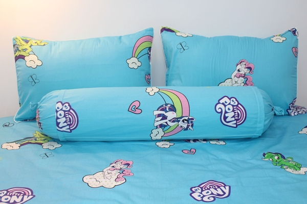 Vỏ áo gối nằm in 5D ngựa Little Pony màu xanh vải cotton 100%