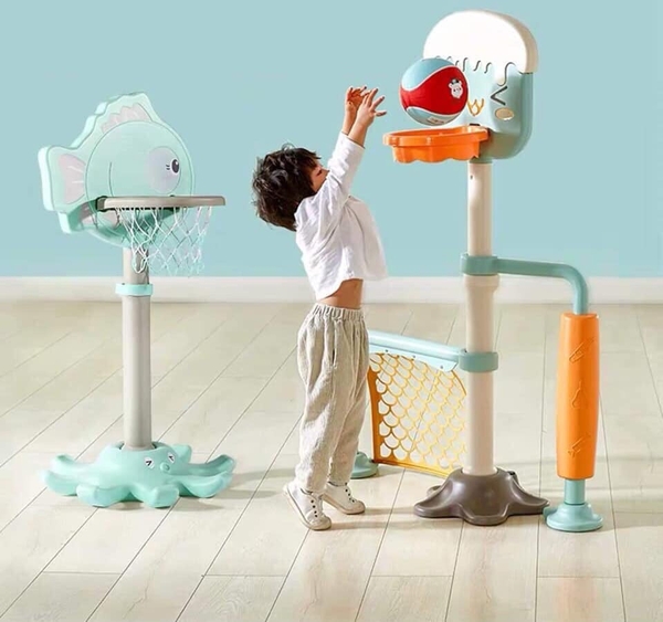 Set đồ chơi cột bóng rổ trẻ em - tặng kèm bóng và cây bơm