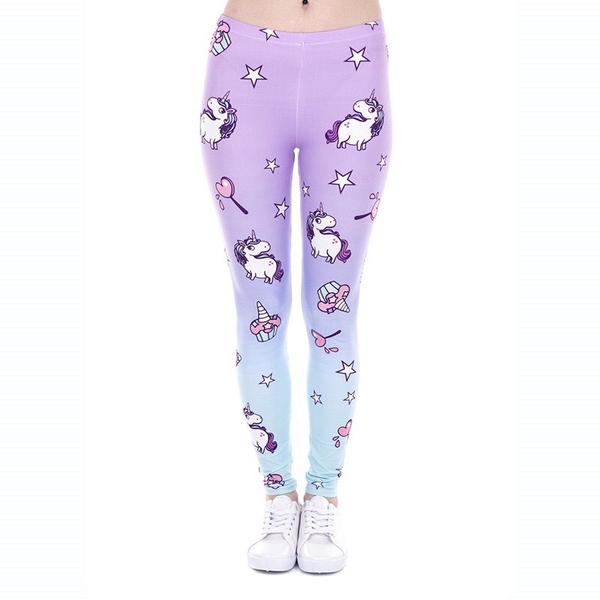 Quần legging bé gái ngựa Unicorn/ Pony ngôi sao tím nhạt